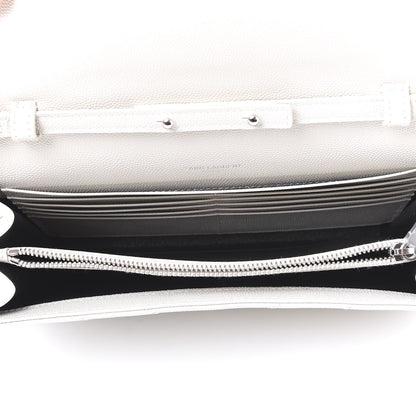 Saint Laurent Grain De Poudre Matelasse Chevron Monogram Chain Wallet Optical White 4 of 9