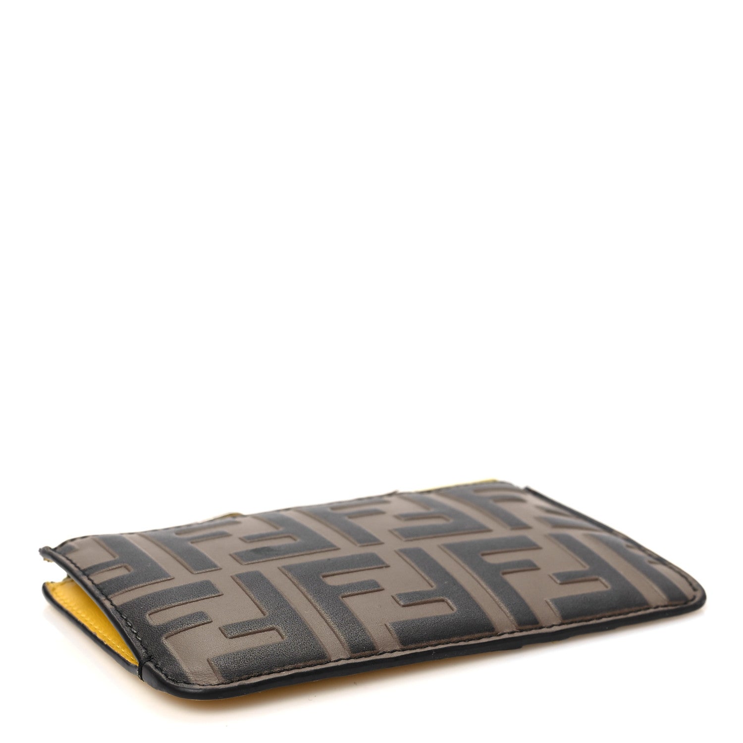 Fendi Vitello Cruise F is Fendi Bi-Color FF 1974 Embossed Key Case Pouch Maya Black Sunflower 4 of 7
