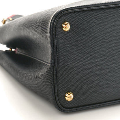 Prada Saffiano Cuir Small Double Bag Black Fuoco 7 of 10