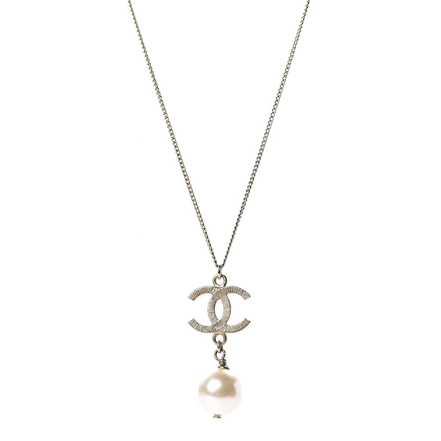 Pearl CC Drop Necklace Gold