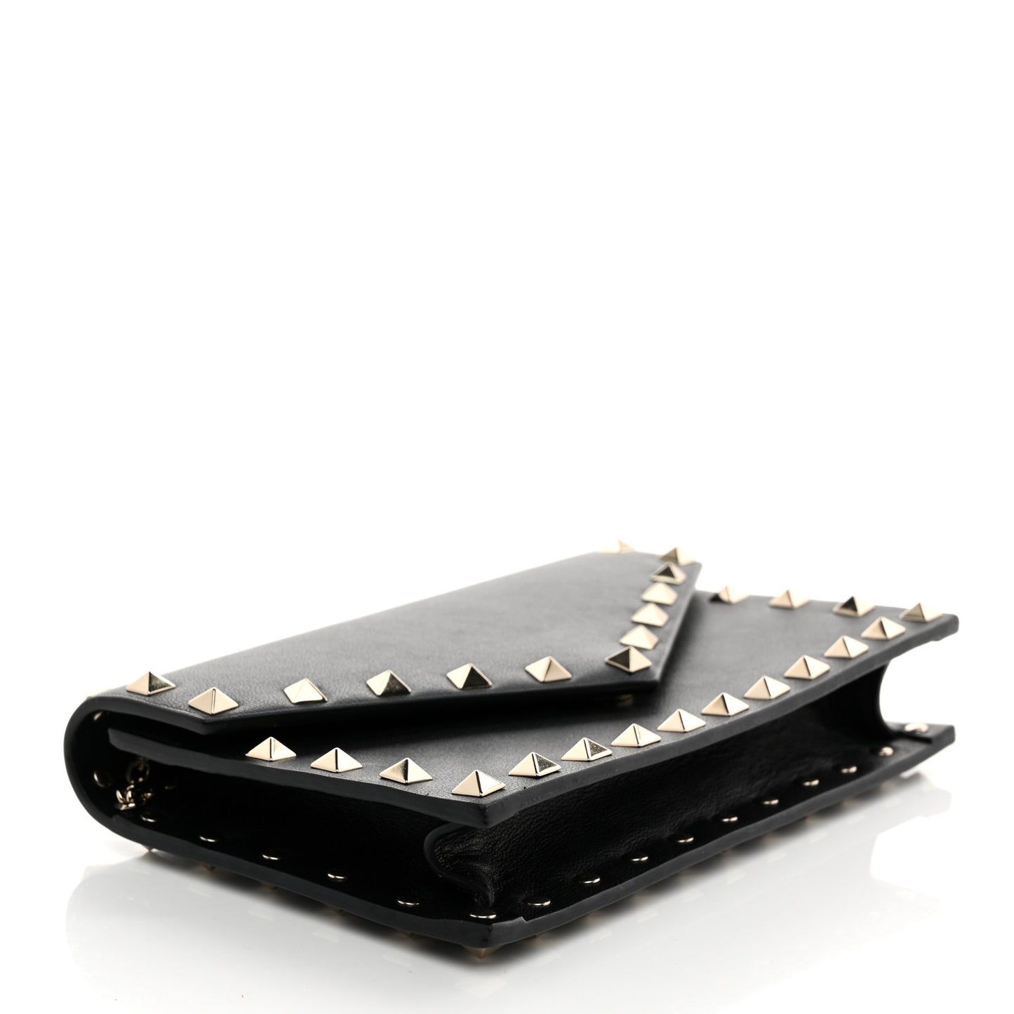 Vitello Rockstud Envelope Wallet on Chain Black