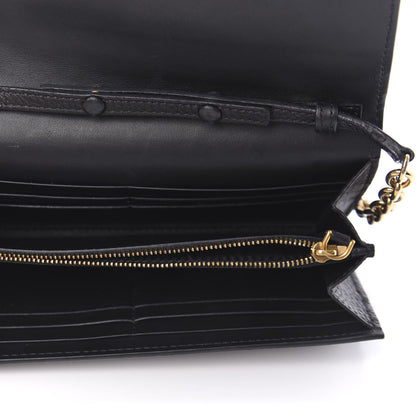 Burberry Calfskin Logo Embossed Chain Wallet Black 5 of 9