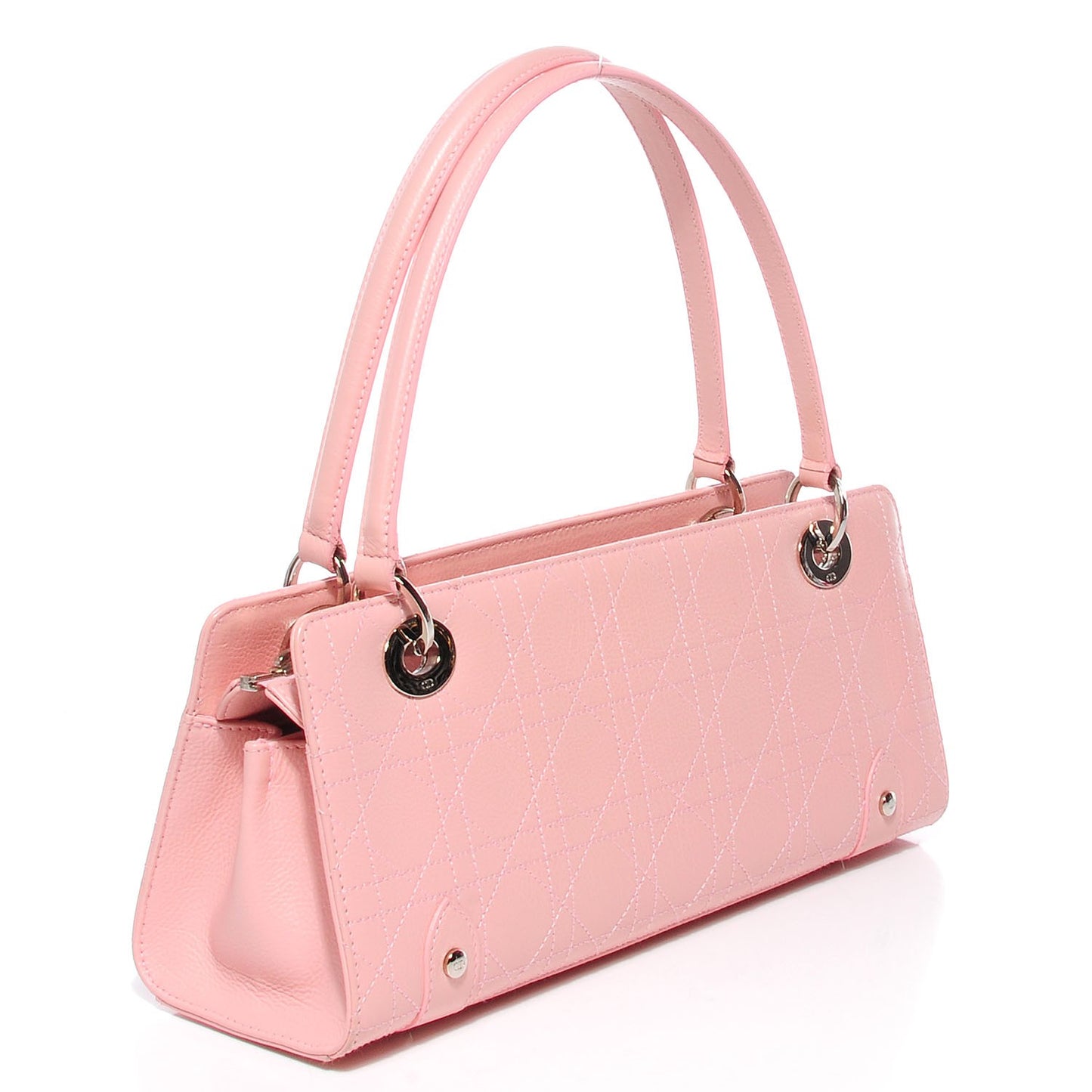 Calfskin Cannage Studded East West Lady Dior Rose Clair