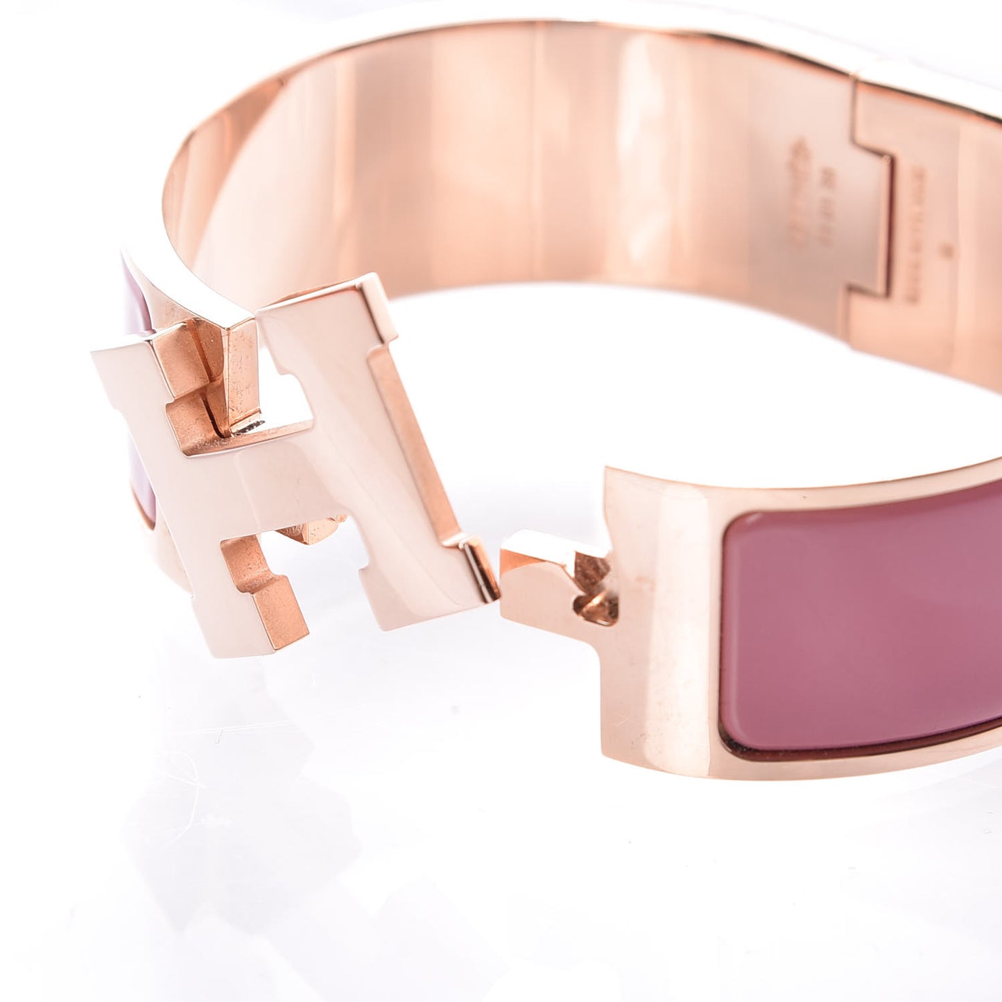 Enamel Wide Clic Clac H Bracelet PM Rose Velours