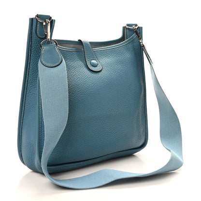 Hermes Taurillon Clemence Evelyne PM Blue Jean 3 of 10