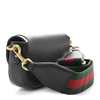 Gucci X ADIDAS Textured Dollar Calfskin Web Trefoil Logo Messenger Bag Black Off White 3 of 10