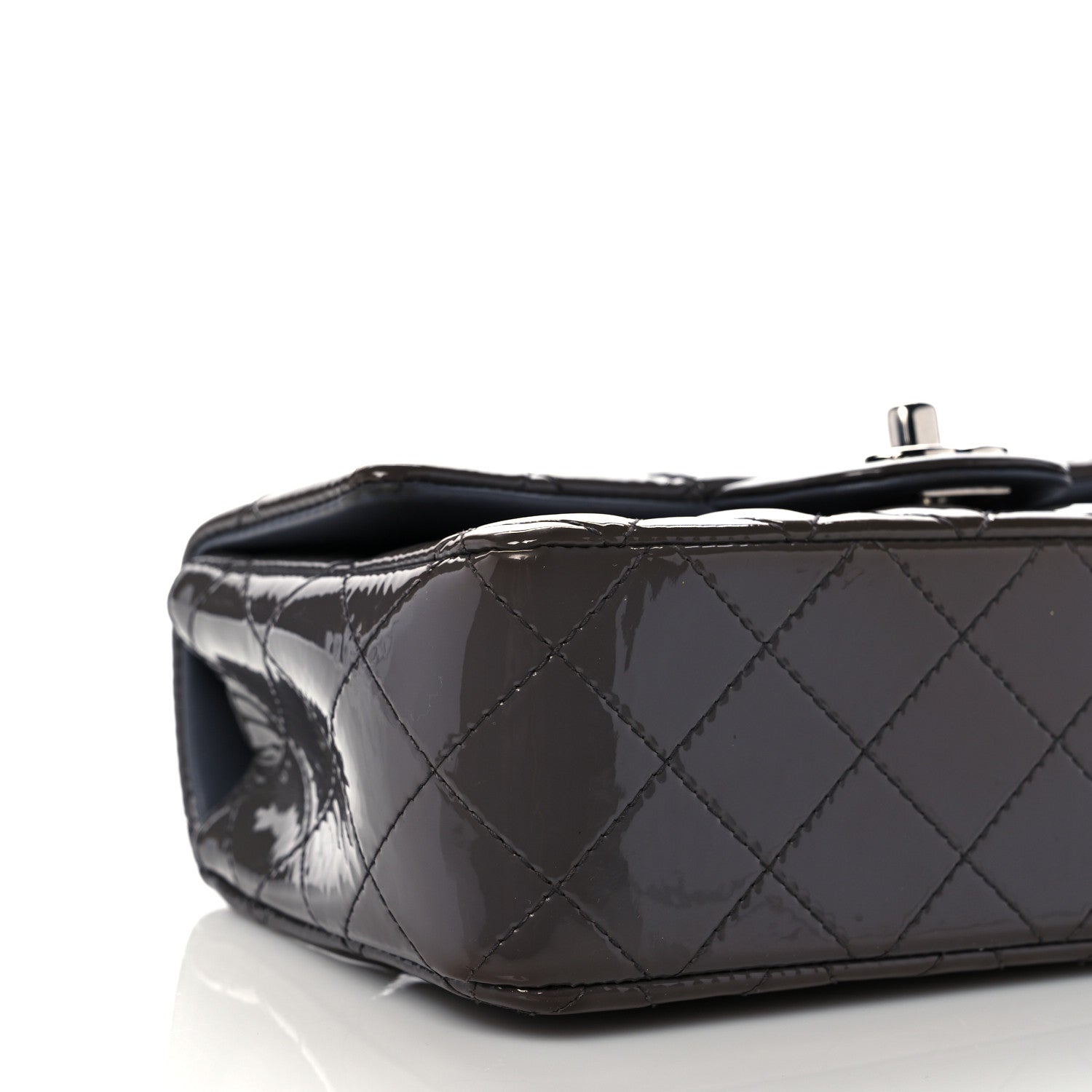 Chanel Patent Calfskin Quilted Mini Rectangular Flap Grey 8 of 11