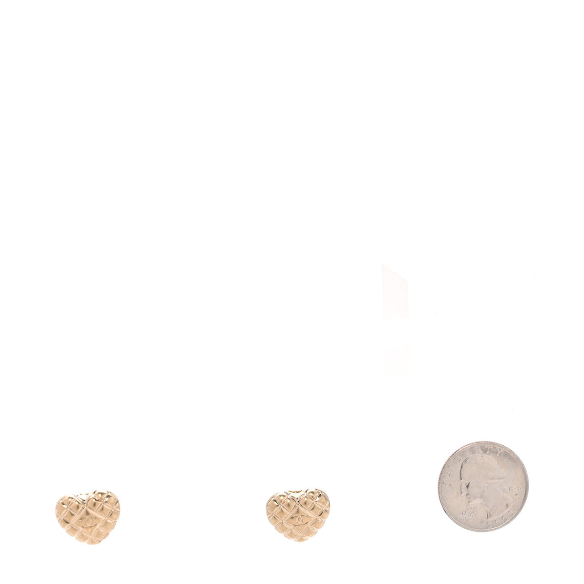 Quilted CC Heart Earrings Gold