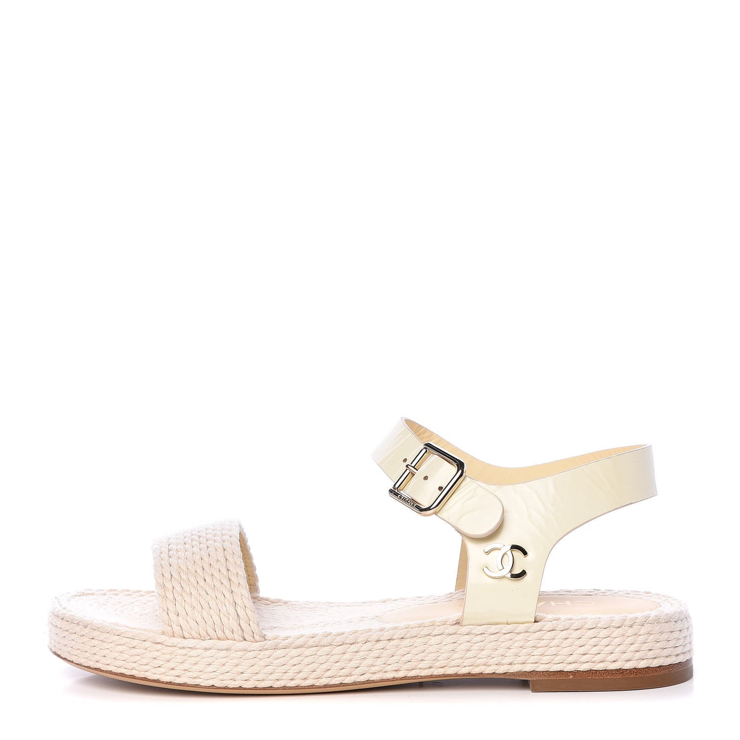 Cord Calfskin CC Sandals 41 Beige White