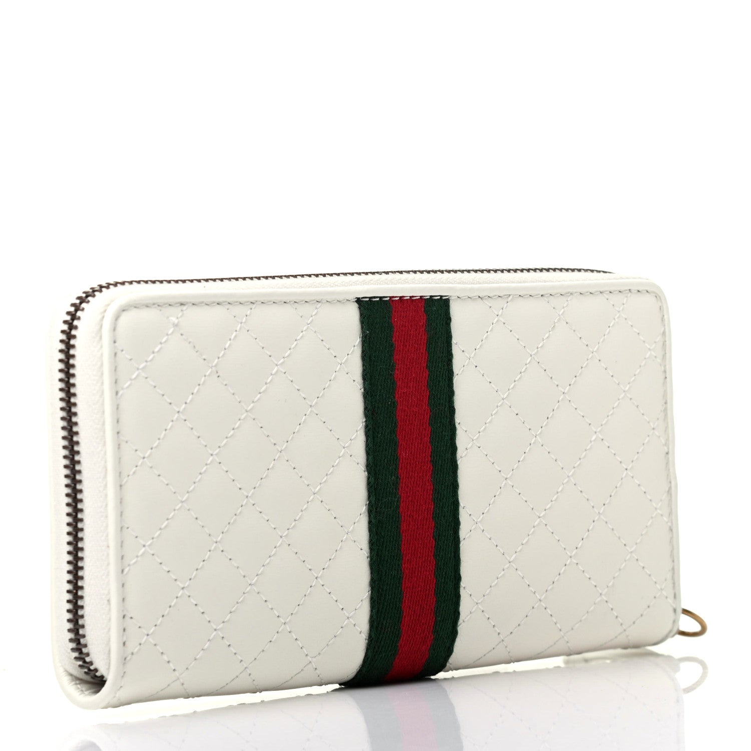Gucci Calfskin Web Trapuntata GG Zip Around Wallet Off White 3 of 8