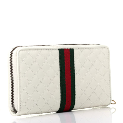 Gucci Calfskin Web Trapuntata GG Zip Around Wallet Off White 3 of 8