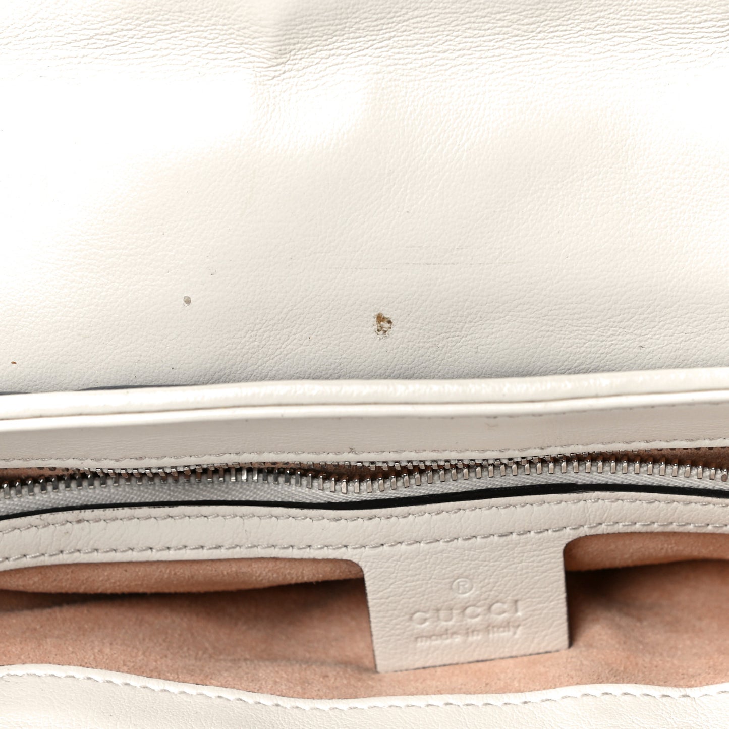Vintage Effect Calfskin Matelasse Diagonal Small Torchon GG Marmont Shoulder Bag Blue Agata Mystic White