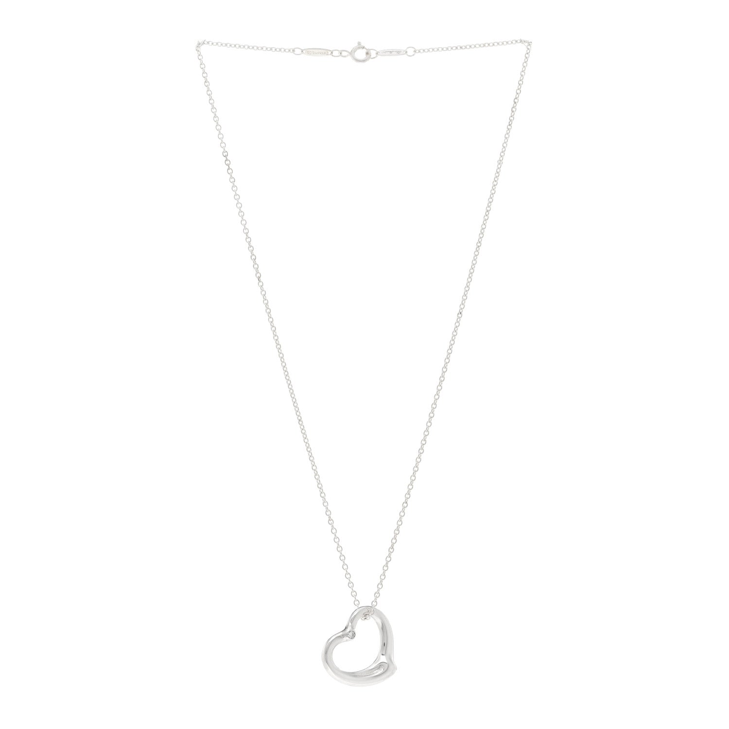 Tiffany Sterling Silver Diamond 22mm Elsa Peretti Open Heart