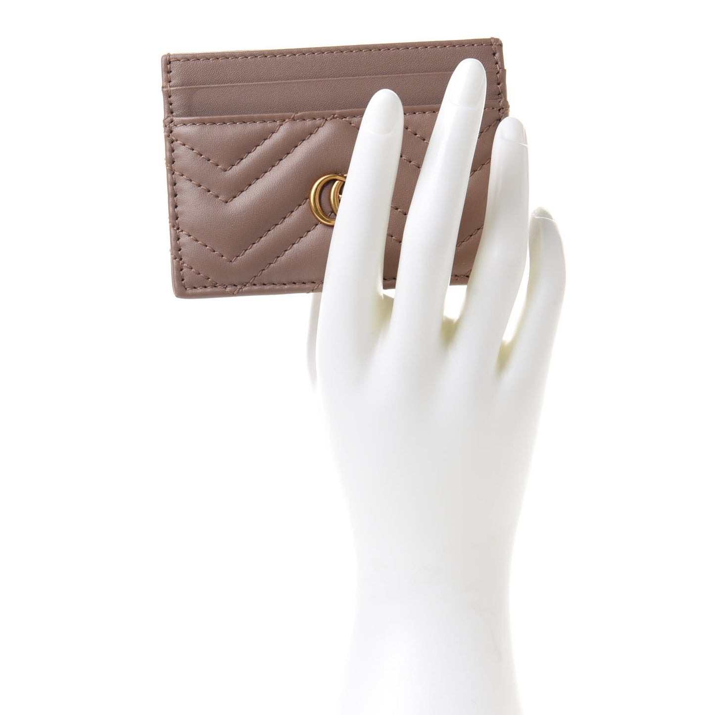 Calfskin Matelasse GG Marmont Card Holder Porcelain Rose