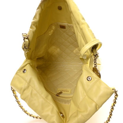Chanel Shiny Calfskin Eyelet CC Small Chanel 22 Light Yellow 6 of 11