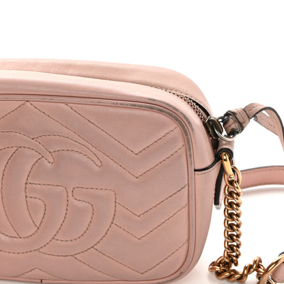 Gucci Calfskin Matelasse Mini GG Marmont Chain Shoulder Bag Perfect Pink 17 of 24