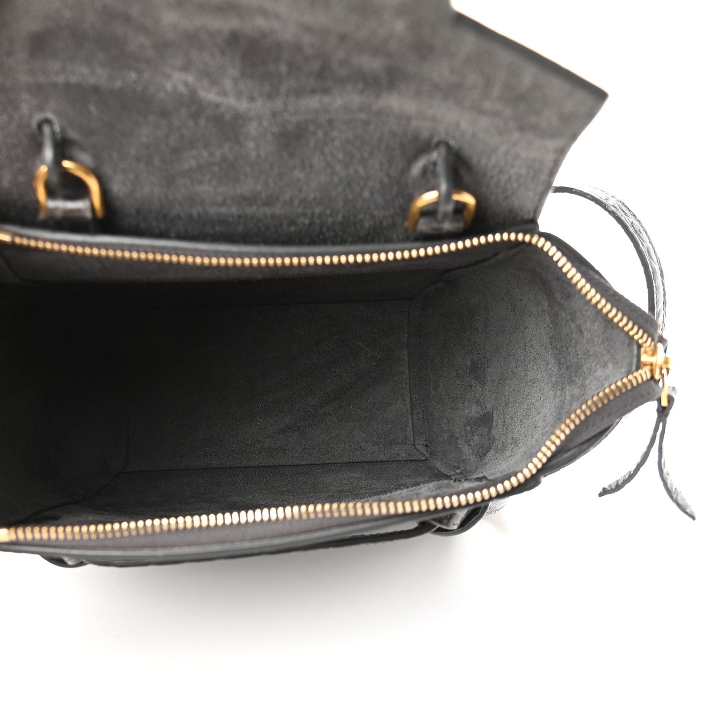 Calfskin Crocodile Embossed Nano Belt Bag Grey