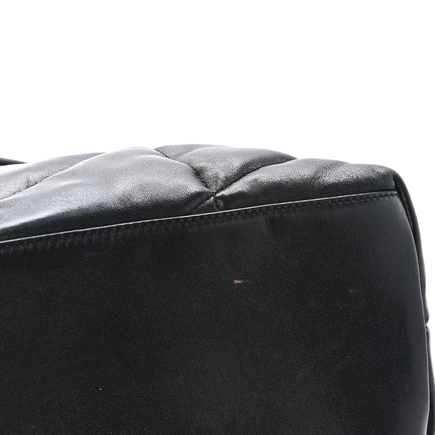 Lambskin Quilted Medium Loulou Puffer Monogram Chain Satchel Black