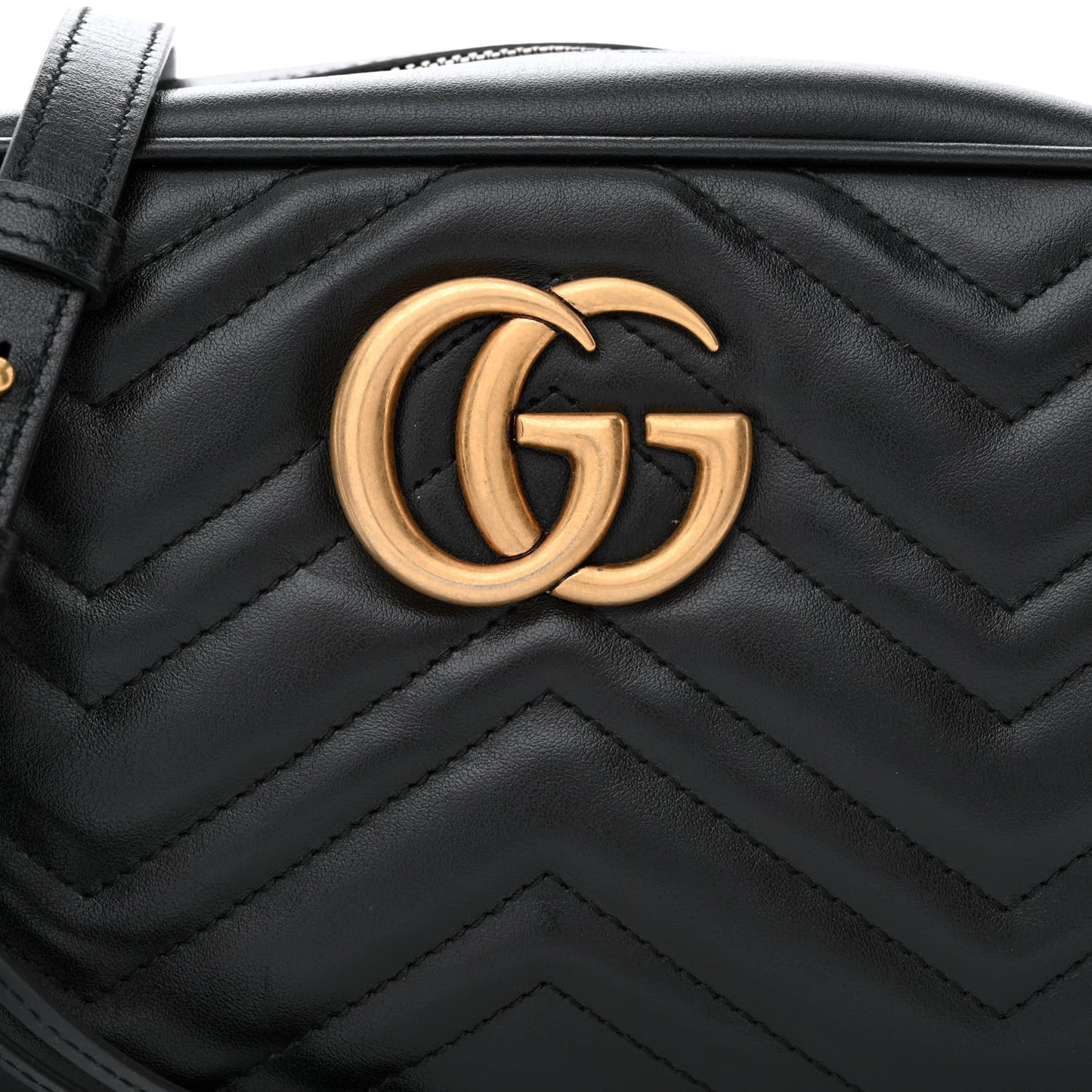 Calfskin Matelasse Small GG Marmont Chain Shoulder Bag Black