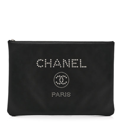 Chanel Caviar Studded Medium Deauville Pouch  Black 1 of 10