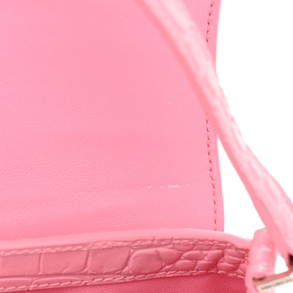 Balenciaga Shiny Super Supple Calfskin Crocodile Embossed Small XX Flap Stretch Bag Sweet Pink 13 of 13