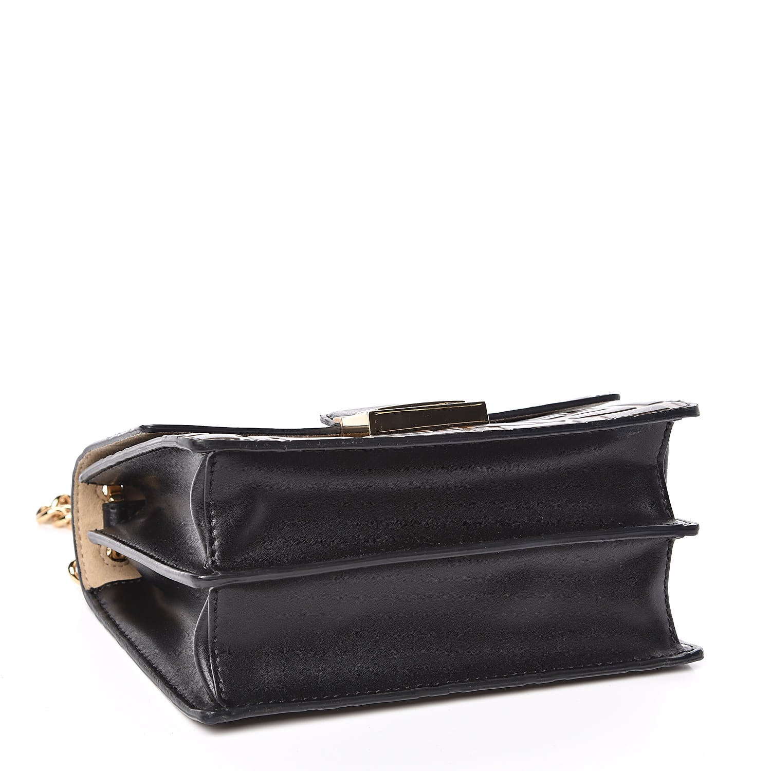 Fendi Vitello Liberty Bi-Color FF 1974 Embossed Small Kan U Shoulder Bag Maya Black 4 of 10