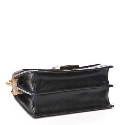 Fendi Vitello Liberty Bi-Color FF 1974 Embossed Small Kan U Shoulder Bag Maya Black 4 of 10