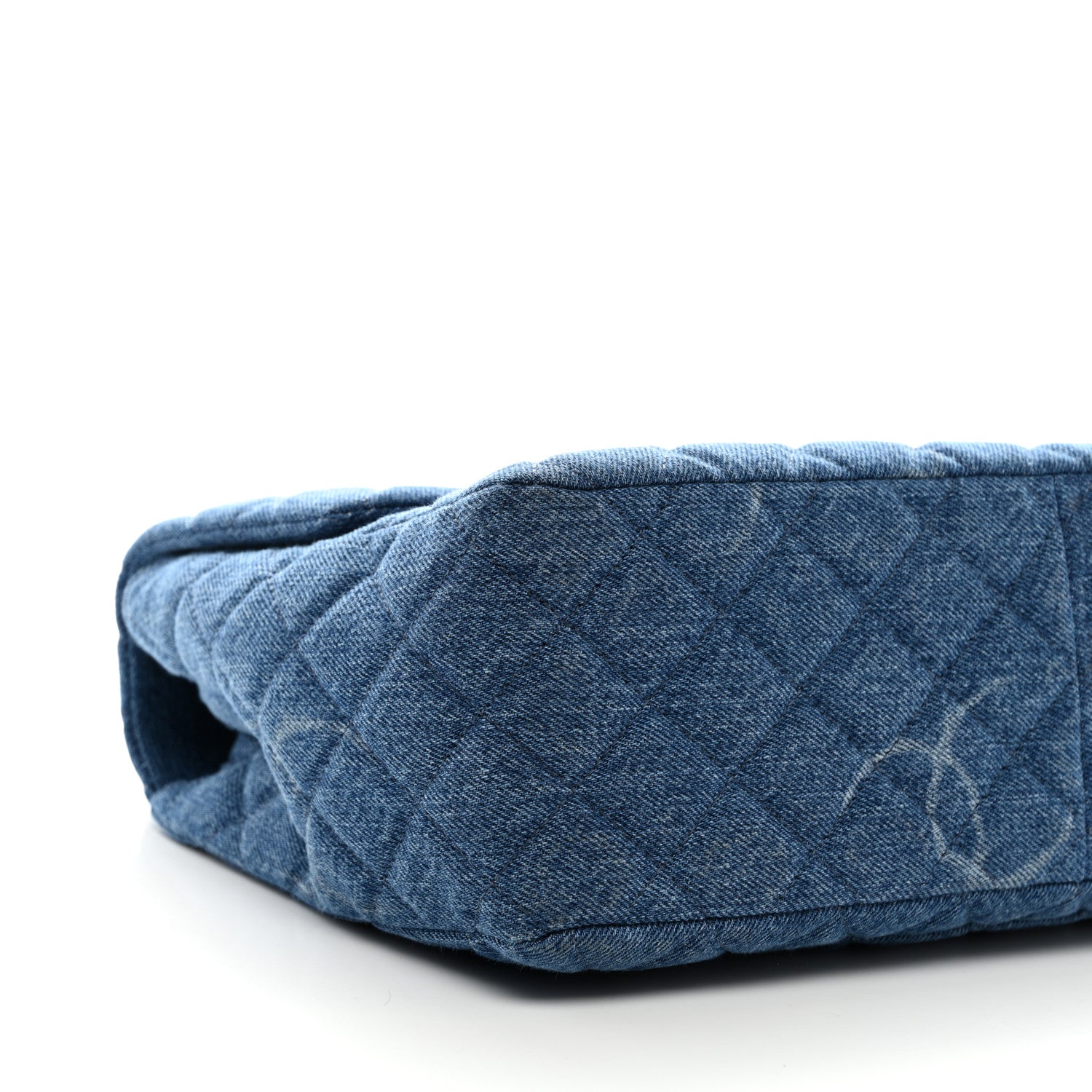 Chanel Denim Quilted CC Print Jumbo Single Flap Blue 9 of 10