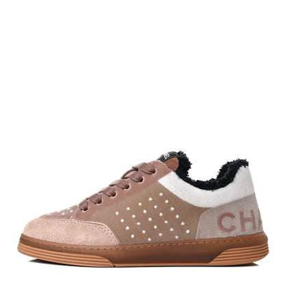 Chanel Fabric Suede Calfskin Logo Sneakers 36 Light Beige 1 of 13