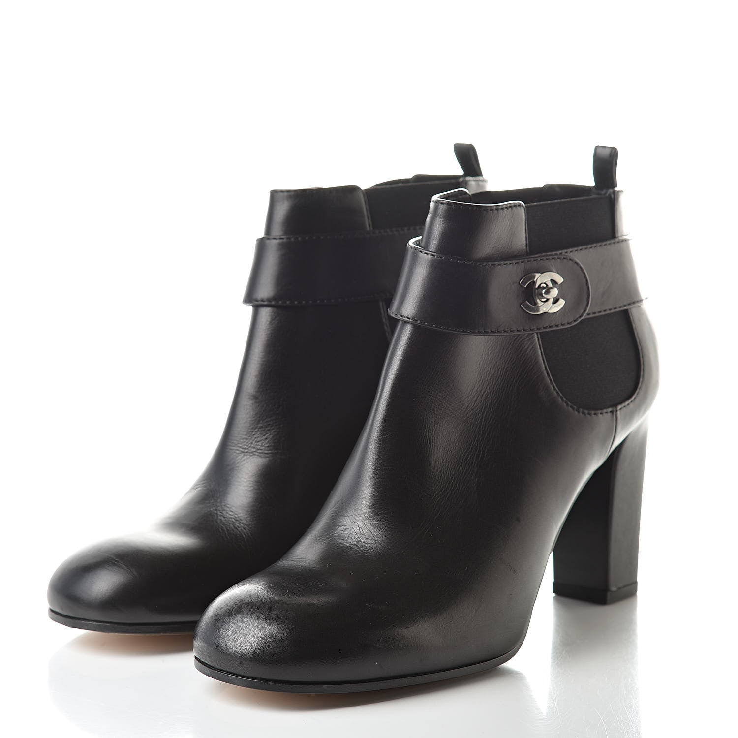 Chanel Calfskin CC Turnlock Ankle Boots 40 Black 3 of 9