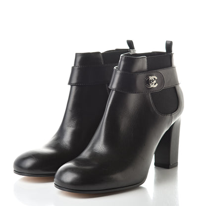 Chanel Calfskin CC Turnlock Ankle Boots 40 Black 3 of 9