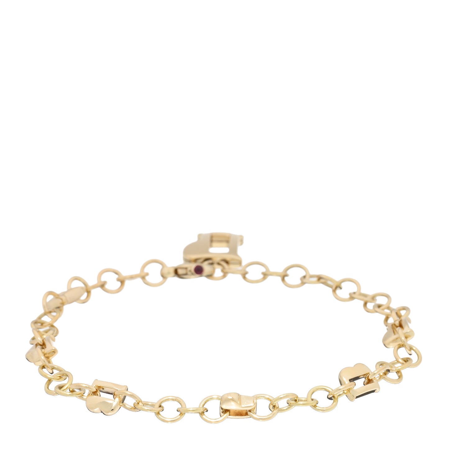 18K Yellow Gold Ruby Chain Link Bracelet