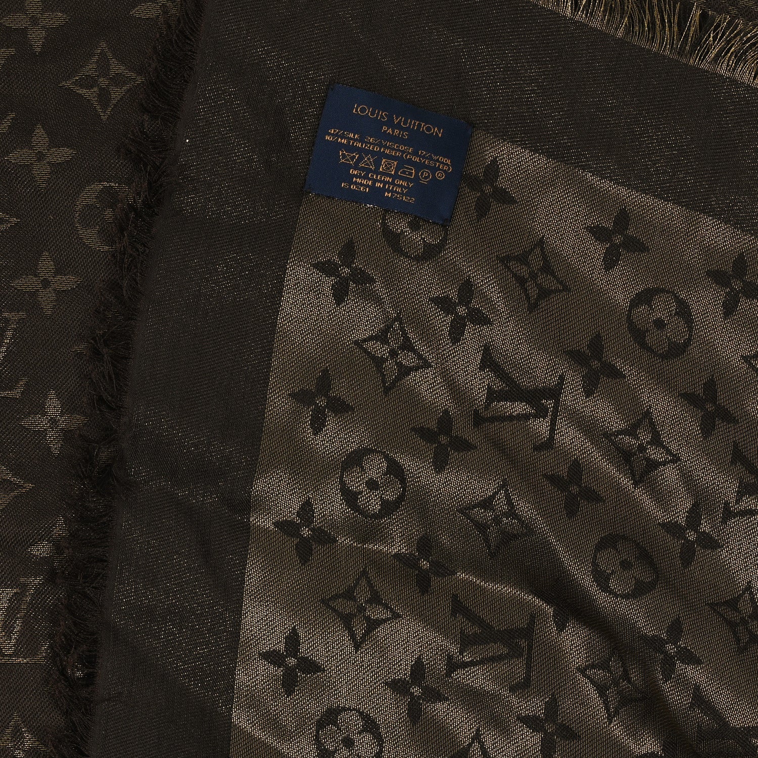Louis Vuitton Silk Lurex Wool Monogram Shine Shawl Marron 3 of 3