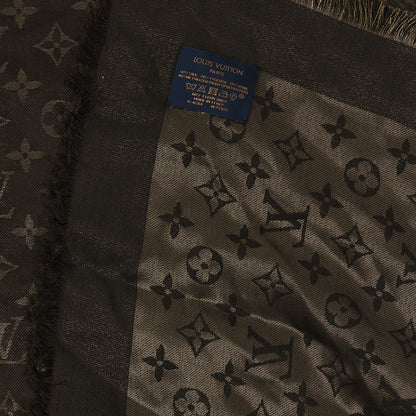 Louis Vuitton Silk Lurex Wool Monogram Shine Shawl Marron 3 of 3
