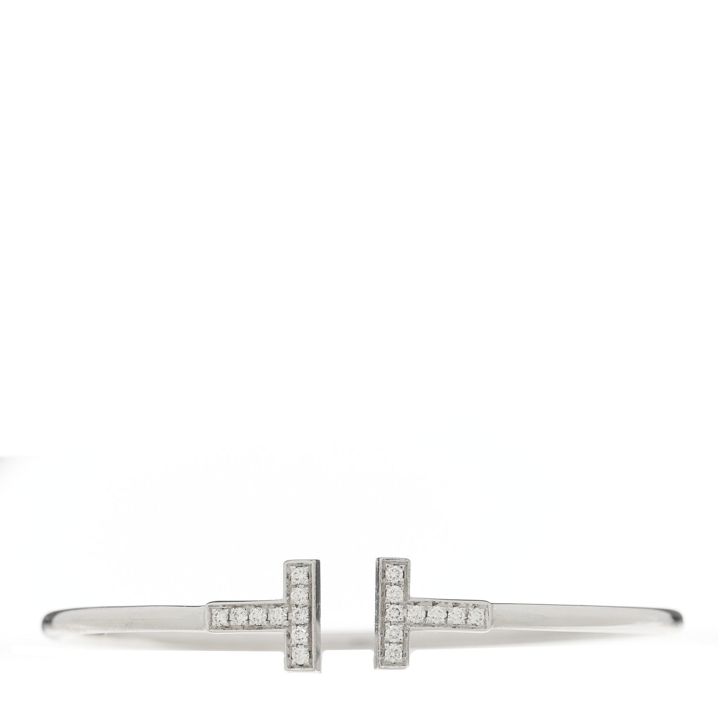18K White Gold Diamond T Wire Bracelet