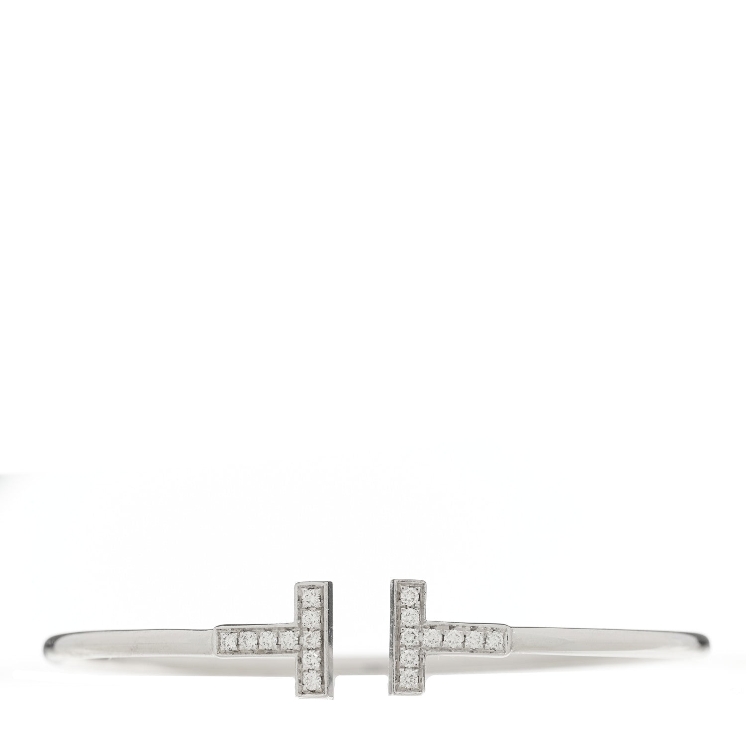 Tiffany 18K White Gold Diamond T Wire Bracelet 1 of 3