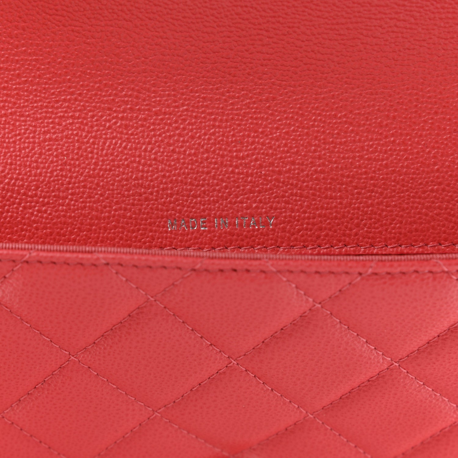 Chanel Grained Calfskin Quilted CC Box Pouch Red 7 of 8