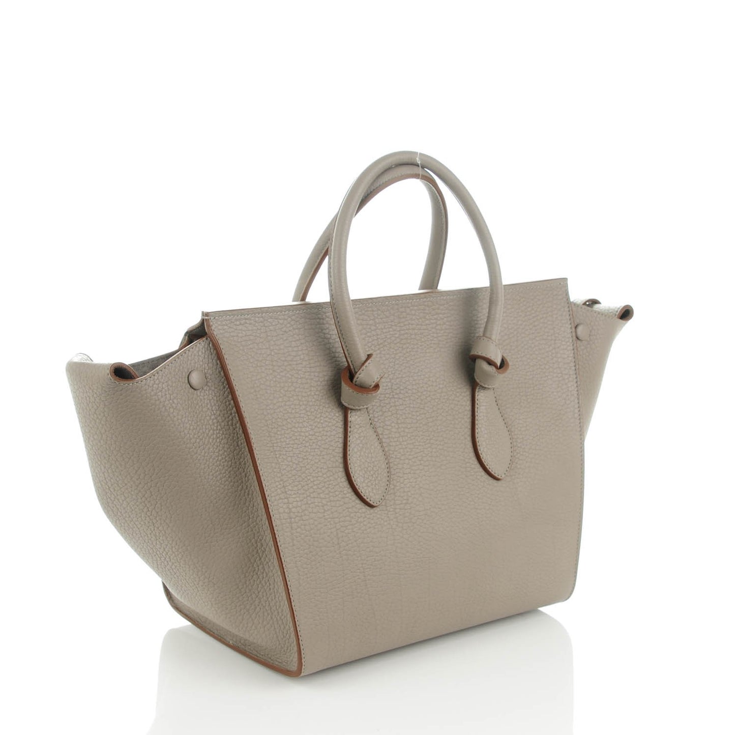 Crisped Calfskin Small Tie Knot Tote Medium Grey