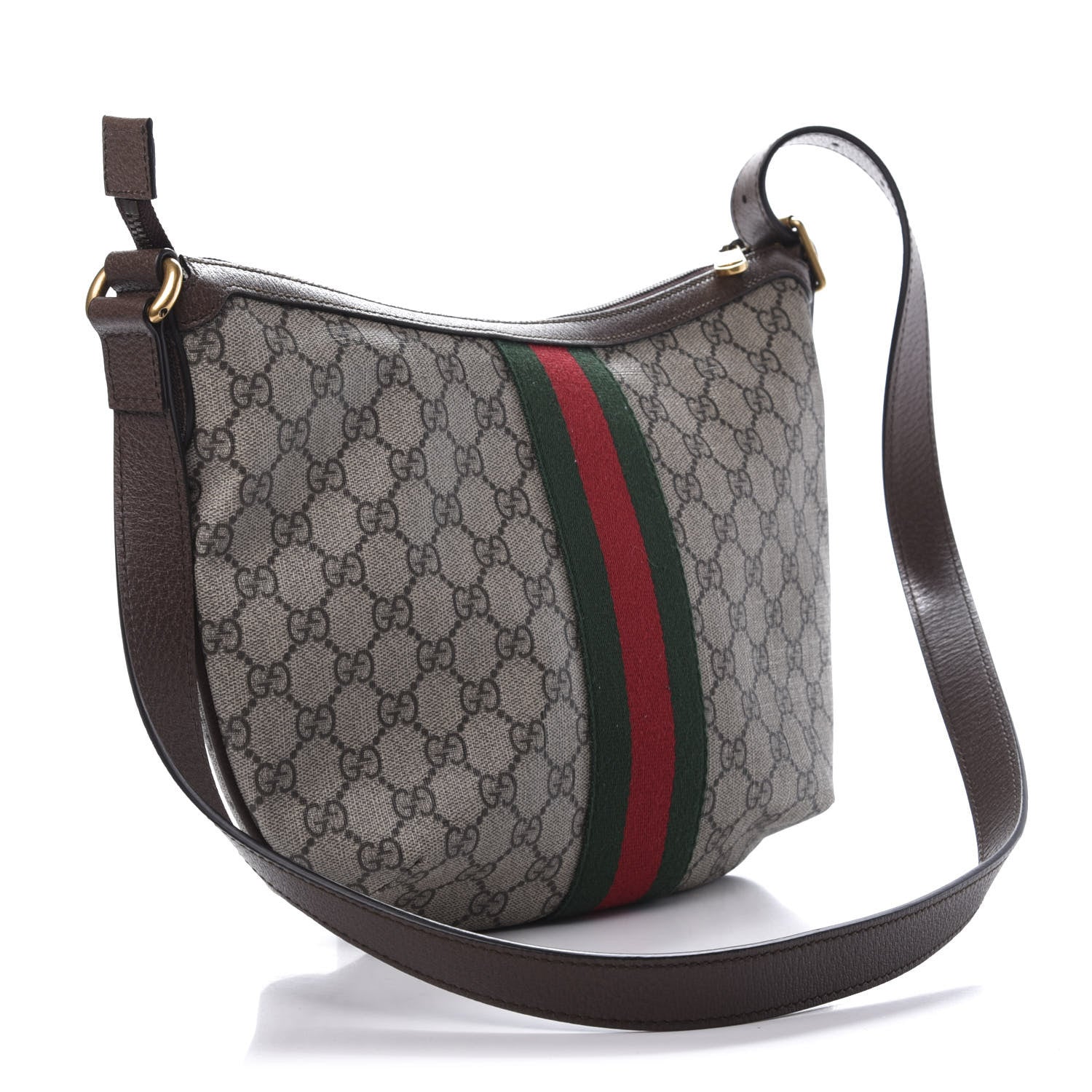 Gucci GG Supreme Monogram Web Small Ophidia Half Moon Hobo Brown 3 of 11