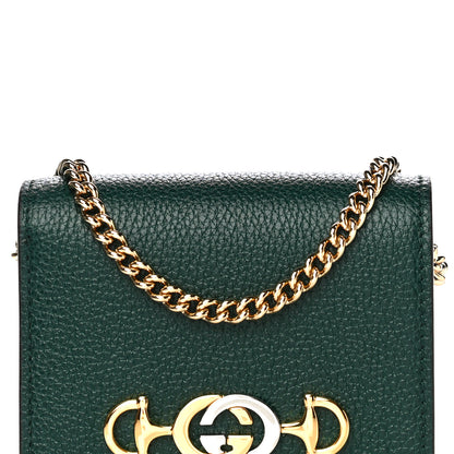 Gucci Grainy Calfskin Zumi Chain Card Case Wallet Vintage Green 8 of 11