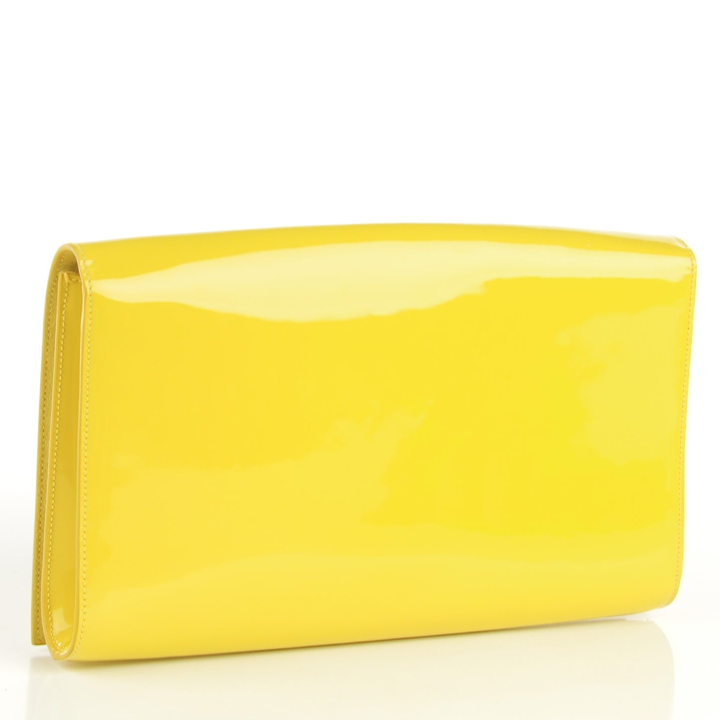 Patent Calfskin Monogram Large Belle De Jour Clutch Yellow