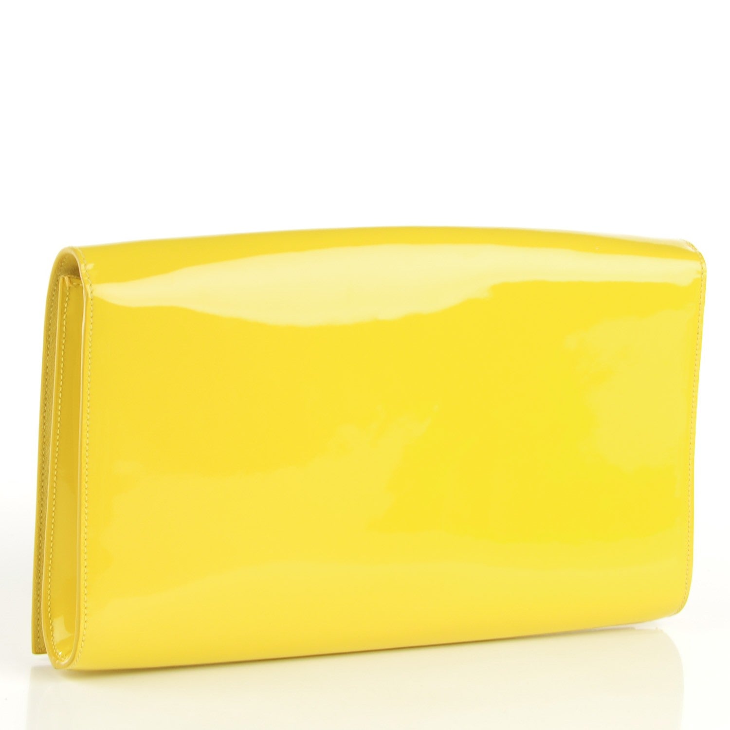 Saint Laurent Patent Calfskin Monogram Large Belle De Jour Clutch Yellow 3 of 7