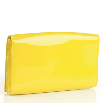 Saint Laurent Patent Calfskin Monogram Large Belle De Jour Clutch Yellow 3 of 7