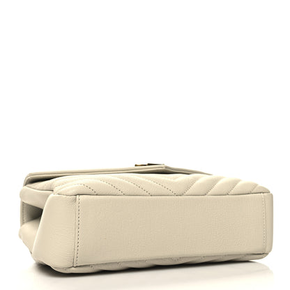 Saint Laurent Sheepskin Matelasse Chevron Monogram Medium College Bag Crema Soft 4 of 10