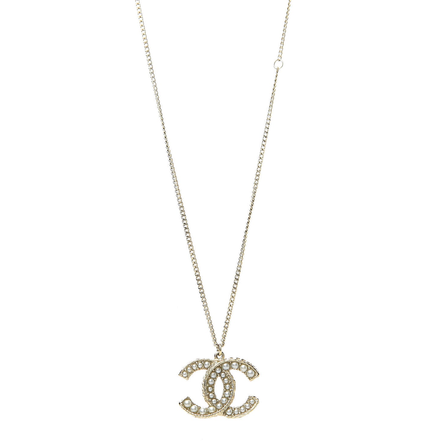 Pearl CC Drop Necklace Gold