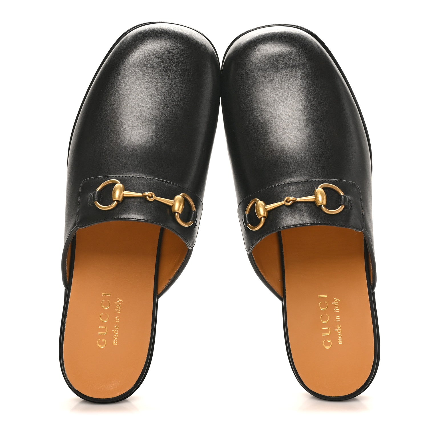 Gucci Jakarta Calfskin Mens Horsebit Slippers 10 Black 1906569