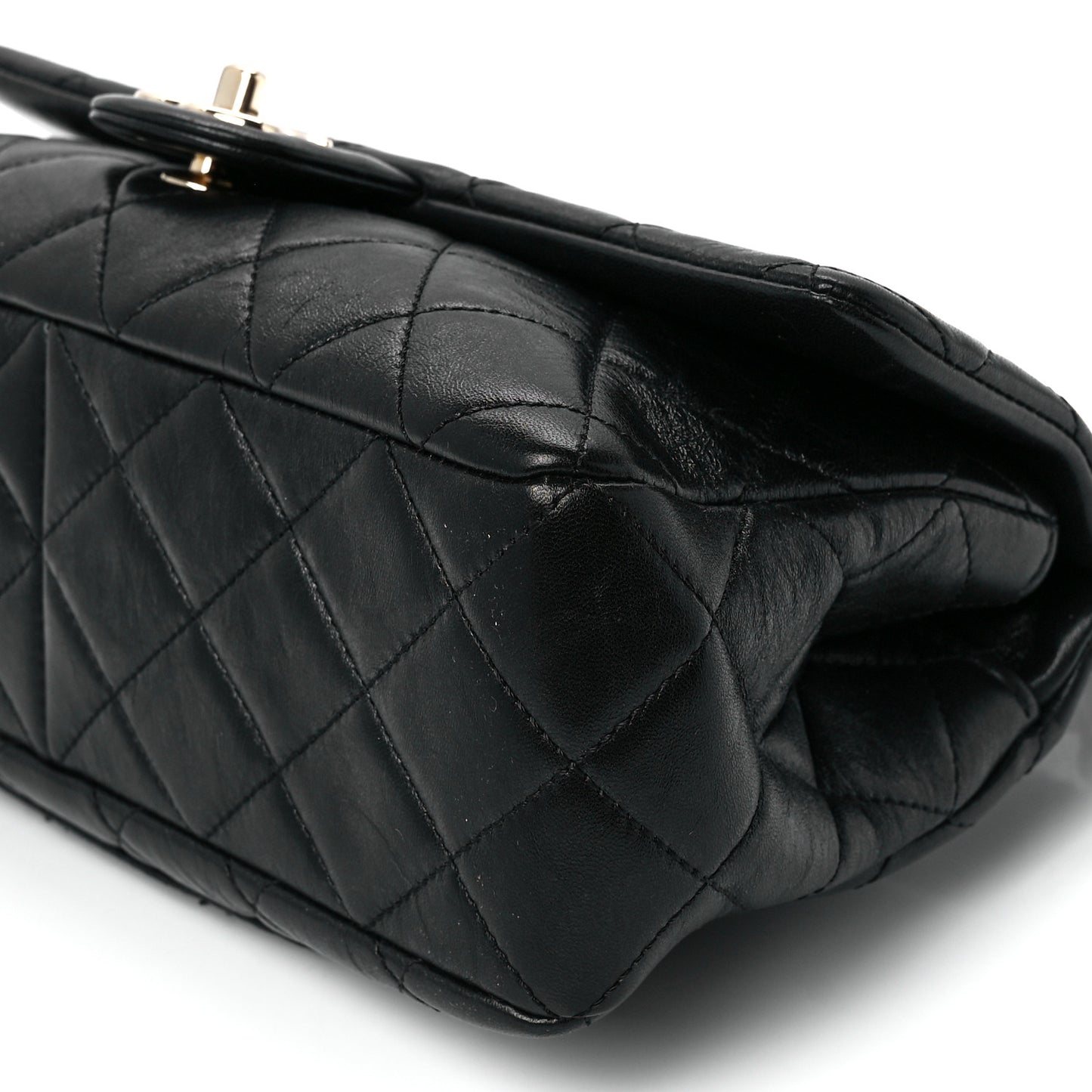 Lambskin Snakeskin Quilted Frame Flap Black