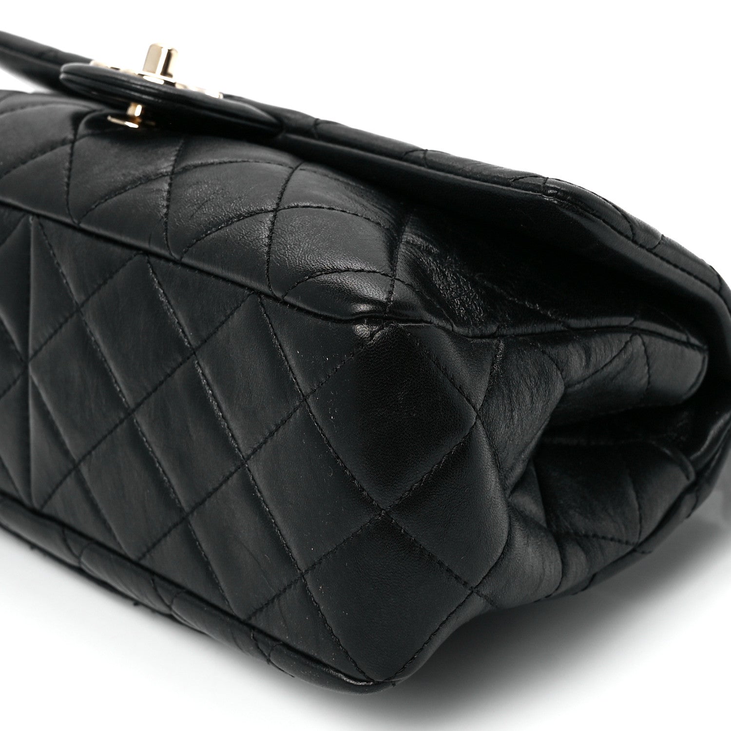 Chanel Lambskin Snakeskin Quilted Frame Flap Black 12 of 13