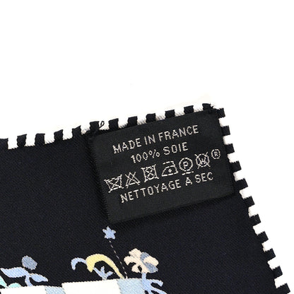 Hermes Silk Carres Libre Scarf 70 Black Bleu Jaune 3 of 3
