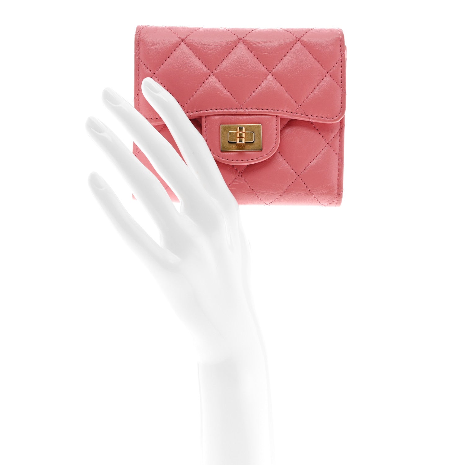 Chanel Aged Calfskin Quilted Reissue Compact Wallet Pink 2 of 8